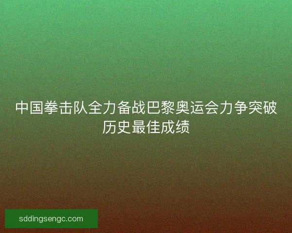 中国拳击队全力备战巴黎奥运会力争突破历史最佳成绩