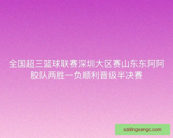 全国超三篮球联赛深圳大区赛山东东阿阿胶队两胜一负顺利晋级半决赛